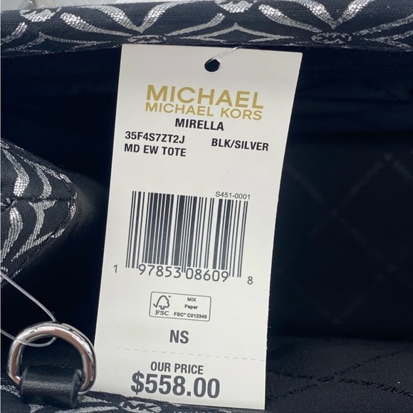 Michael Kors Mirella Medium Metallic Logo Jacquard Tote Bag - Picture 11 of 11